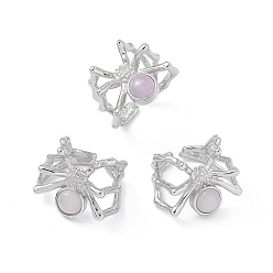 Kunzite Spider Natural Kunzite Cuff Rings, Platinum Tone Brass Open Rings for Women, 4.5~22mm, Inner Diameter: US Size 7 1/4(17.5mm)