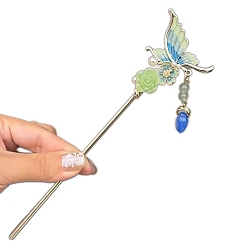 Светло-зеленый Легированные Палочки для Волос, Бабочка с цветком, с кистями, светло-зеленый, 180 мм