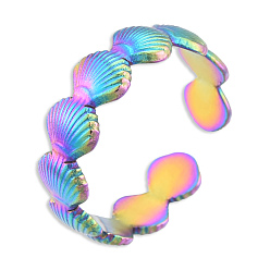 Rainbow Color Ионное покрытие (ip) 304 открытое манжетное кольцо из нержавеющей стали для женщин, Радуга цветов, размер США 8 (18.1 мм)