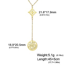 Золотой Ведьмин узел 304 полые подвески из нержавеющей стали и ожерелья для женщин, золотые, 17.72 дюйм (45 см), кулон: 21.6x17.9 мм & 18.9x20.1 мм