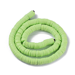 Light Green Flat Round Eco-Friendly Handmade Polymer Clay Beads, Disc Heishi Beads for Hawaiian Earring Bracelet Necklace Jewelry Making, Light Green, 8x0.5~1mm, Hole: 2mm, about 380~400pcs/strand, 17.7 inch