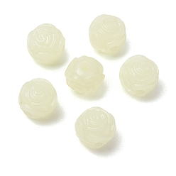 Honeydew Luminous Transparent Acrylic Beads, Rose Flower, Glow in the Dark, Honeydew, 8x7mm, Hole: 2mm, about 1800pcs/500g