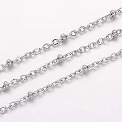 Нержавеющая Сталь Цвет Устойчивы к потускнению 304 цепи из нержавеющей стали, пайки, спутниковые сети, с шариков Rondelle, цвет нержавеющей стали, 2.5x2x0.5 мм