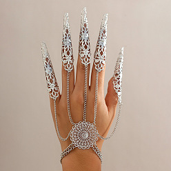 Платина Хэллоуин готический цветок железные кольца браслеты для женщин, платина, 5-1/2 дюйм (14 см)