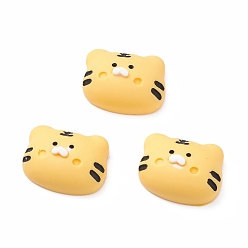 Gold Opaque Resin Cabochons, Tiger, Yellow, 15.5x19.5x7.5mm