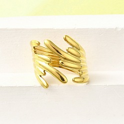 Настоящее золото 18K 304 регулируемые манжеты из нержавеющей стали для женщин, реальный 18 k позолоченный, размер США 7 1/4 (17.5 мм)