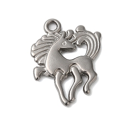 Нержавеющая Сталь Цвет Не тускнеющие 304 подвески из нержавеющей стали, лошади прелести, цвет нержавеющей стали, 20x17x2 мм, отверстие : 1.5 мм
