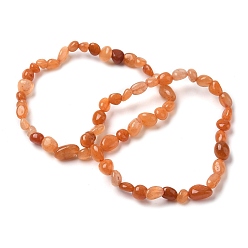 Красный Авантюрин Браслеты из натуральных красных бусин авантюрина для мужчин и женщин, самородки, внутренний диаметр: 2 дюйм (5.2 см), бусины : 6~15x6~12 мм