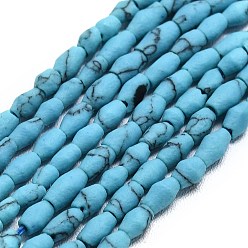 Бирюза Окрашенные синтетические бирюзовые бусы нити, баррель, бирюзовые, 4~6x3~3.5 мм, отверстие : 0.6~0.7 мм, около 57~58 шт / нитка, 12.32'' (31.3 см) ~ 12.44'' (31.6 см)