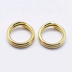 Golden 925 Sterling Silver Split Jump Rings, Double Loop Jump Rings, Round Rings, Golden, 8x2mm, Inner Diameter: 6mm