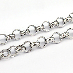 Stainless Steel Color 304 Stainless Steel Rolo Chains, Belcher Chains, Unwelded, Stainless Steel Color, 8x3mm