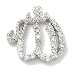 Платина Стойка металлическая латунная микропрофилированная кубическая циркония подвески, долговечный, подвески без свинца и кадмия, платина, 19x18x2.7 мм, отверстие : 1.5 мм