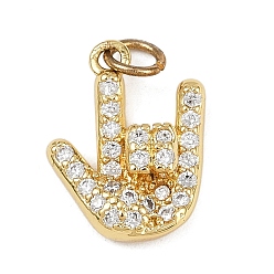 Настоящее золото 18K Латунные микро проложить кубического циркония подвески, люблю тебя жест, с целью перехода в кольце, без кадмия и без свинца, стойки покрытие, долговечный, реальный 18 k позолоченный, 17x13x5 мм, отверстие : 3 мм