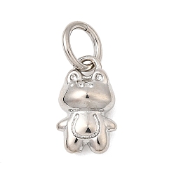 Лягушка Латунь прелести, долговечный, без свинца и без кадмия, стойки покрытие, с целью перехода в кольце, платина, лягушка, 10.5x6x3.5 мм, отверстие : 3 мм