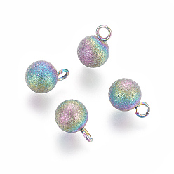 Rainbow Color Ионное покрытие (ip) 304 брелоки из нержавеющей стали, круглые, Радуга цветов, 9x6 мм, отверстие : 1.8 мм