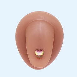 (123L) Белый крем непрозрачный блеск Кольца для языка из нержавеющей стали с эмалью в форме сердца для женщин и мужчин, огнеупорный кирпич, 16 мм, штифты : 1.6 мм