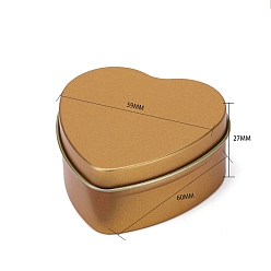 Dark Goldenrod Heart Shaped Tinplate Candle Tins with Lid, Empty Candle Jar Containers for Candle Making, Dark Goldenrod, 60x59x27mm