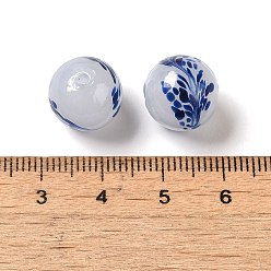 Королевский синий Бусины лэмпворк , круглые, королевский синий, 12.5x12 мм, отверстие : 1.8 мм