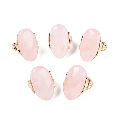 Розовый Кварц Перстень из натурального розового кварца, овальные, с позолоченной сплавочной фурнитурой, 37~38x25 мм, 19 мм