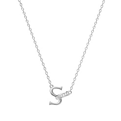 Letter S 304 ожерелья с подвесками из нержавеющей стали и стразами, цвет нержавеющей стали, Письмо с, 17.72 дюйм (45 см)