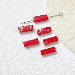 Красный Натуральные бусины из императорской яшмы, кубоид, красные, 13x4x4 мм, отверстие : 1.4 мм