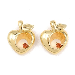 Настоящее золото 18K Латунные микро проложить кубического циркония подвески, яблочные прелести, долгоиграющий, стойки покрытие, без свинца и без кадмия, реальный 18 k позолоченный, 13.5x11x4 мм, отверстие : 3x2.5 мм