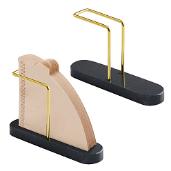 Black Marble & Iron Paper Towel Holder, Countertop Standing Roll Towel Rack for Kitchen & Bathroom, Oval, Black, 138x36x80.5mm