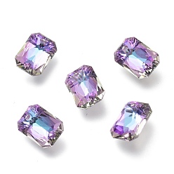 Светло-витражный Стеклянные стразы подвески, с покрытием на задной стороне, граненые, восьмиугольник прямоугольник, витражный свет, 11.5x8x4.5 мм, отверстие : 1.4 мм