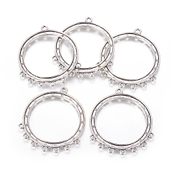 Античное Серебро Коннекторы, сплав, тибетский стиль , без свинца и без кадмия, круглые, античное серебро, 61x52x2.5 мм, отверстие : 4 мм