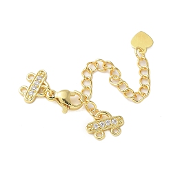 Настоящее золото 18K Латунный микропаве прозрачный кубический цирконий с цепочками, стойки покрытие, долговечный, с концами шнура с 2-образными 4-отверстиями и карабинами, реальный 18 k позолоченный, 59 мм