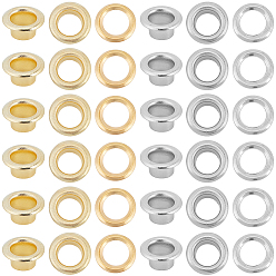 Платиновый & Золотой 200шт. 2 цвета железные люверсы фурнитура, с распоркой, плоско-круглые, платиной и золотом, 10.5x5 мм, отверстие : 6 мм, 100 шт / цвет