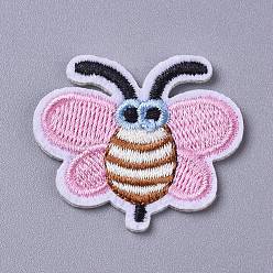 Pearl Pink Computerized Embroidery Cloth Iron on/Sew on Patches, Costume Accessories, Appliques, Bees, Pearl Pink, 31.5x37x1.5mm