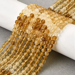 Желтый Кварц Природный желтый кварц нитей бисера, градиент цвета, граненые, класс АА, круглые, 4 мм, отверстие : 0.7 мм, около 94 шт / нитка, 15.16'' (38.5 см)