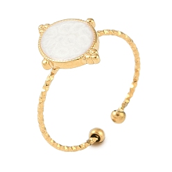 Настоящее золото 18K Ионное покрытие (ip) 304 овальные манжетные кольца из эмали из нержавеющей стали, открытые кольца для женщин, реальный 18 k позолоченный, 16x12.5 мм