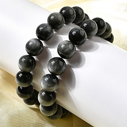 Орлиный Глаз Камень Браслеты из круглых бусин с натуральным орлиным глазом класса АА для женщин, бусины : 12 мм, внутренний диаметр: 2-3/8 дюйм (6 см)