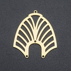 Golden 201 Stainless Steel Chandelier Components Links, Laser Cut, with Loop & 2 Hole, Fan Shape, Golden, 31x27.5x1mm, Hole: 1.2mm