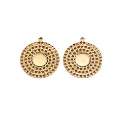 Настоящее золото 14K Ионное покрытие (ip) 304 настройки эмали подвески из нержавеющей стали, плоско-круглые, реальный 14 k позолоченный, 20x18x1 мм, отверстие : 1.5 мм