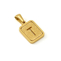 Letter T Шкентели нержавеющей стали, реальный 18 k позолоченный, прямоугольные, Письмо T, 15x12 мм