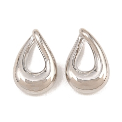 Platino Colgantes de latón, sin plomo y cadmio, larga duración plateado, chapado en rack, encantos de lágrima, Platino, 18x12x5 mm, agujero: 5x9 mm