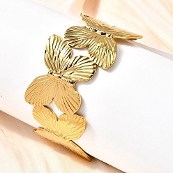 Настоящее золото 18K 304 из нержавеющей стали манжеты браслеты, широкие браслеты для женщин, бабочка, ионное покрытие (ip), реальный 18 k позолоченный, внутренний диаметр: 2-3/8x2 дюйм (6.1x5.15 см)