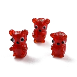 FireBrick Handmade Lampwork Beads, Bear, FireBrick, 16~19x11~13x9~11mm, Hole: 1.4~2mm