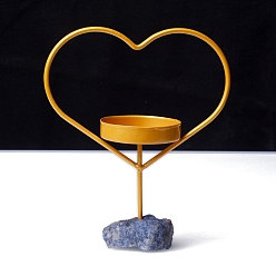 Сердце Металлические подсвечники, с натуральными голубыми пятнами яшмы в основании, сердце, 170x70 мм