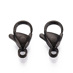 Черный Цвет Металла 304 нержавеющая сталь застежка когтя омара, металлический черный , 11.8~12.1x7x3.5 мм, отверстие : 1.6 мм