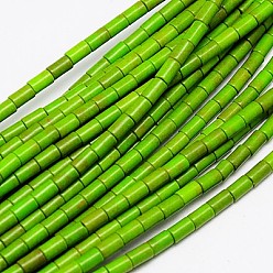 Желто-Зеленый Синтетических нитей бирюзовые бусы, окрашенные, колонка, желто-зеленый, 13x6 мм, отверстие : 1 мм, около 30 шт / нитка, 15.75 дюйм