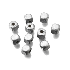 Белый Дым Спрей окрашены деревянные бусины, квадратный, серый, 6x6x6 мм, отверстие : 1.6~2 мм