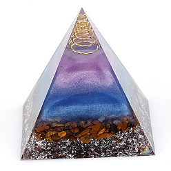 Смешанные камни Древо жизни оргонитовая пирамида генераторы энергии из смолы, Рейки натуральные смешанные драгоценные камни внутри для украшения домашнего офиса, 60x60x60 мм