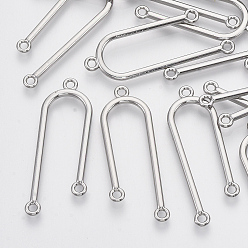Platinum Alloy Chandelier Component Links, 3 Loop Connectors, U Shape, Platinum, 41x16x2mm, Hole: 1.8mm