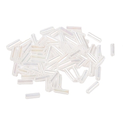 Белый Прозрачные цвета радуги стекло стеклярусом, AB цвет, белые, 6x1.8 мм, отверстие : 0.6 мм