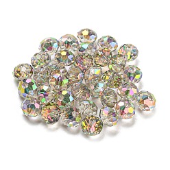 Разноцветный Прозрачный Electroplate стеклянные бусины, граненые, рондель, красочный, 6x4.5 мм, отверстие : 1.2 мм, 100 шт / пакет