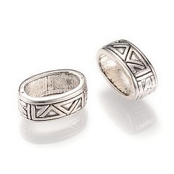 Antique Silver Tibetan Style Alloy Slide Charms, Oval, Antique Silver, 6x15x10mm, Hole: 6x11mm